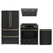 Forno Espresso 4-Piece Appliance Package - 30-Inch Induction Range, Under Cabinet Range Hood, Refrigerator and Dishwasher in Black with Antique Brass Trim