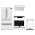 Forno Espresso 4-Piece Appliance Package - 30-Inch Induction Range, Under Cabinet Range Hood, Refrigerator and Dishwasher in White with Stainless Steel Trim