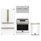 Forno Espresso 4-Piece Appliance Package - 30-Inch Induction Range, Under Cabinet Range Hood, Refrigerator and Dishwasher in White with Antique Brass Trim