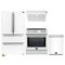 Forno 4-Piece Appliance Package - 30-Inch Induction Range, Under Cabinet Range Hood, French Door Refrigerator, and Dishwasher in White with Stainless Steel Trim