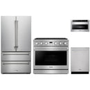 Thor Kitchen A-Series 4-Piece Appliance Package - 36-Inch Propane Gas Range, Refrigerator, Dishwasher, and Microwave in Stainless Steel