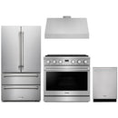Thor Kitchen A-Series 4-Piece Appliance Package - 36-Inch Propane Gas Range, Under Cabinet Range Hood, Refrigerator, and Dishwasher in Stainless Steel