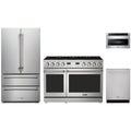 Thor Kitchen 4-Piece Appliance Package - 48-Inch Propane Gas Range, French Door Refrigerator, Dishwasher, & Microwave Drawer in Stainless Steel