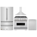 ZLINE 4-Piece Appliance Package - 36-Inch Dual Fuel Range, Hood, Refrigerator, and Dishwasher in Stainless Steel