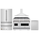 ZLINE 4-Piece Appliance Package - 48-Inch Dual Fuel Range, Hood, Refrigerator, and Dishwasher in Stainless Steel