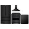 ZLINE 4-Piece Appliance Package - 30-Inch Dual Fuel Range, Hood, Refrigerator, and Dishwasher in Black Stainless Steel