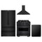 ZLINE 4-Piece Appliance Package - 30-Inch Dual Fuel Range, Hood, Refrigerator, and Dishwasher in Black Stainless Steel