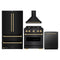 ZLINE 4-Piece Appliance Package - 30-Inch Dual Fuel Range, Hood, Refrigerator, and Dishwasher in Black Stainless Steel with Champagne Bronze Accents