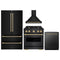 ZLINE 4-Piece Appliance Package - 30-Inch Dual Fuel Range, Hood, Refrigerator, and Dishwasher in Black Stainless Steel with Champagne Bronze Accents