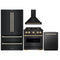 ZLINE 4-Piece Appliance Package - 30-Inch Dual Fuel Range, Hood, Refrigerator, and Dishwasher in Black Stainless Steel with Gold Accents