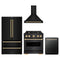 ZLINE 4-Piece Appliance Package - 30-Inch Dual Fuel Range, Hood, Refrigerator, and Dishwasher in Black Stainless Steel with Gold Accents