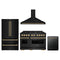 ZLINE 4-Piece Appliance Package - 48-Inch Dual Fuel Range, Hood, Refrigerator, and Dishwasher in Black Stainless Steel with Champagne Bronze Accents