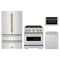 ZLINE 4-Piece Appliance Package - 30-Inch Classic Dual Fuel Range, Refrigerator, Dishwasher, and 24-Inch Microwave Drawer in Stainless Steel with Champagne Bronze Accents