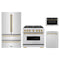 ZLINE 4-Piece Appliance Package - 36-Inch Classic Dual Fuel Range, Refrigerator, Dishwasher, and 24-Inch Microwave Drawer in Stainless Steel with Champagne Bronze Accents