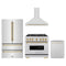ZLINE 4-Piece Appliance Package - 36-Inch Dual Fuel Range, Hood, Refrigerator, and Dishwasher in Stainless Steel with Gold Accents