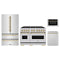 ZLINE 4-Piece Appliance Package - 48-Inch Classic Dual Fuel Range, Refrigerator, Dishwasher, and 24-Inch Microwave Drawer in Stainless Steel with Champagne Bronze Accents