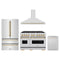 ZLINE 4-Piece Appliance Package - 48-Inch Dual Fuel Range, Hood, Refrigerator, and Dishwasher in Stainless Steel with Gold Accents