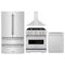 ZLINE 4-Piece Appliance Package - 30-Inch Gas Range, Hood, Refrigerator, and Dishwasher in Stainless Steel