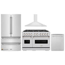 ZLINE 4-Piece Appliance Package - 48-Inch Gas Range, Hood, Refrigerator, and Dishwasher in Stainless Steel