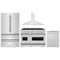 ZLINE 4-Piece Appliance Package - 48-Inch Gas Range, Hood, Refrigerator, and Dishwasher in Stainless Steel