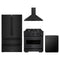 ZLINE 4-Piece Appliance Package - 30-Inch Gas Range, Hood, Refrigerator, and Dishwasher in Black Stainless Steel
