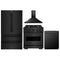 ZLINE 4-Piece Appliance Package - 30-Inch Gas Range, Hood, Refrigerator, and Dishwasher in Black Stainless Steel