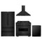 ZLINE 4-Piece Appliance Package - 36-Inch Gas Range, Hood, Refrigerator, and Dishwasher in Black Stainless Steel