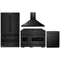 ZLINE 4-Piece Appliance Package - 48-Inch Gas Range, Hood, Refrigerator, and Dishwasher in Black Stainless Steel