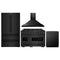 ZLINE 4-Piece Appliance Package - 48-Inch Gas Range, Hood, Refrigerator, and Dishwasher in Black Stainless Steel