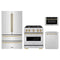 ZLINE 4-Piece Appliance Package - 30-Inch Classic Gas Range, Refrigerator, Dishwasher, and 24-Inch Microwave Drawer in Stainless Steel with Champagne Bronze Accents