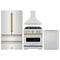ZLINE 4-Piece Appliance Package - 30-Inch Gas Range, Hood, Refrigerator, and Dishwasher in Stainless Steel with Gold Accents