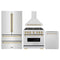 ZLINE 4-Piece Appliance Package - 36-Inch Gas Range, Hood, Refrigerator, and Dishwasher in Stainless Steel with Champagne Bronze Accents