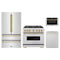 ZLINE 4-Piece Appliance Package - 36-Inch Classic Gas Range, Refrigerator, Dishwasher, and 24-Inch Microwave Drawer in Stainless Steel with Gold Accents
