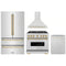 ZLINE 4-Piece Appliance Package - 36-Inch Gas Range, Hood, Refrigerator, and Dishwasher in Stainless Steel with Gold Accents