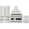 ZLINE 4-Piece Appliance Package - 48-Inch Gas Range, Hood, Refrigerator, and Dishwasher in Stainless Steel with Gold Accents