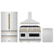 ZLINE 4-Piece Appliance Package - 48-Inch Gas Range, Hood, Refrigerator, and Dishwasher in Stainless Steel with Gold Accents