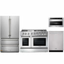 Thor Kitchen 4-Piece Pro Appliance Package - 48-Inch Dual Fuel Range with Propane Gas Cooktop , French Door Refrigerator, Dishwasher, and Microwave Drawer in Stainless Steel