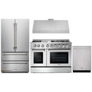 Thor Kitchen 4-Piece Pro Appliance Package - 48-Inch Dual Fuel Range with Propane Gas Cooktop , French Door Refrigerator, Dishwasher & Under Cabinet 11-Inch Tall Hood in Stainless Steel