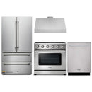 Thor Kitchen 4-Piece Appliance Package - 36-Inch Electric Range, French Door Refrigerator, Under Cabinet Hood, and Dishwasher in Stainless Steel