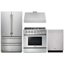 Thor Kitchen 4-Piece Pro Appliance Package - 36-Inch Propane Gas Range, French Door Refrigerator, Under Cabinet Hood and Dishwasher in Stainless Steel