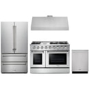Thor Kitchen 4-Piece Pro Appliance Package - 48-Inch Propane Gas Range, French Door Refrigerator, Dishwasher & Under Cabinet 11-Inch Tall Hood in Stainless Steel