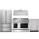 Thor Kitchen 4-Piece Pro Appliance Package - 48-Inch Propane Gas Range, French Door Refrigerator, Dishwasher & Under Cabinet 11-Inch Tall Hood in Stainless Steel