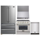 Kucht 4-Piece Appliance Package - 30-Inch Dual Fuel Range in Natural Gas, 36-Inch Refrigerator, Dishwasher & Wall Mount Range Hood in Stainless Steel