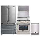Kucht 4-Piece Appliance Package - 30-Inch Natural Gas Range with 4.2 Cu. Ft. Oven, 36-Inch Refrigerator, Dishwasher & Wall Mount Range Hood in Stainless Steel