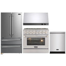 Kucht 4-Piece Appliance Package - 36-Inch Propane Gas Range with 5.2 Cu. Ft. Oven, 36-Inch Refrigerator, Dishwasher & Under Cabinet Range Hood in Stainless Steel