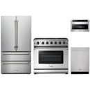 Thor Kitchen 4-Piece Appliance Package - 36-Inch Propane Gas Range, French Door Refrigerator, Dishwasher, and Microwave Drawer in Stainless Steel