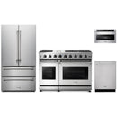 Thor Kitchen 4-Piece Appliance Package - 48-Inch Propane Gas Range, French Door Refrigerator, Dishwasher, and Microwave Drawer in Stainless Steel