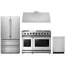 Thor Kitchen 4-Piece Appliance Package - 48-Inch Propane Gas Range, French Door Refrigerator, Dishwasher & Under Cabinet 11-Inch Tall Hood in Stainless Steel