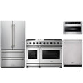Thor Kitchen 4-Piece Appliance Package - 48-Inch Natural Gas Range, French Door Refrigerator, Dishwasher, & Microwave Drawer in Stainless Steel