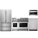 Thor Kitchen 4-Piece Appliance Package - 48-Inch Gas Range, French Door Refrigerator, Dishwasher, and Microwave Drawer in Stainless Steel